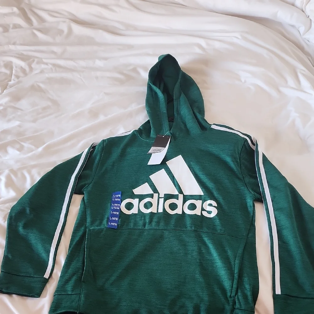 Adidas Green Hoodie with White Accents